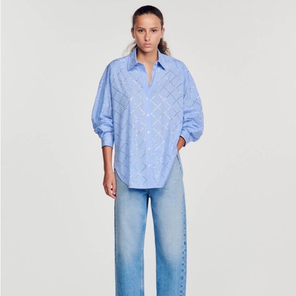 SANDRO janeiro oversized shirt with rhinestones - Picture 2 of 6